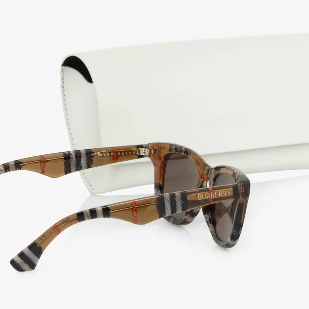Burberry-Beige Check Sunglasses (UVA/UVB) | Childrensalon