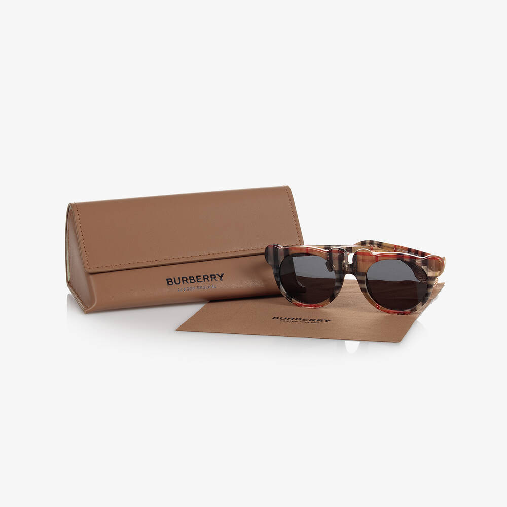 Burberry-Beige Check Teddy Bear Sunglasses | Childrensalon