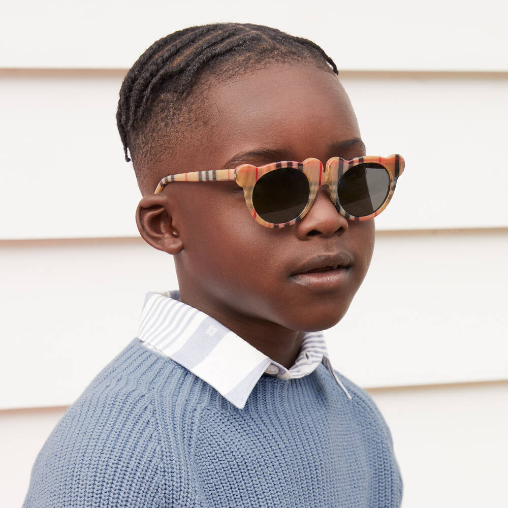 Burberry-Beige Check Teddy Bear Sunglasses | Childrensalon