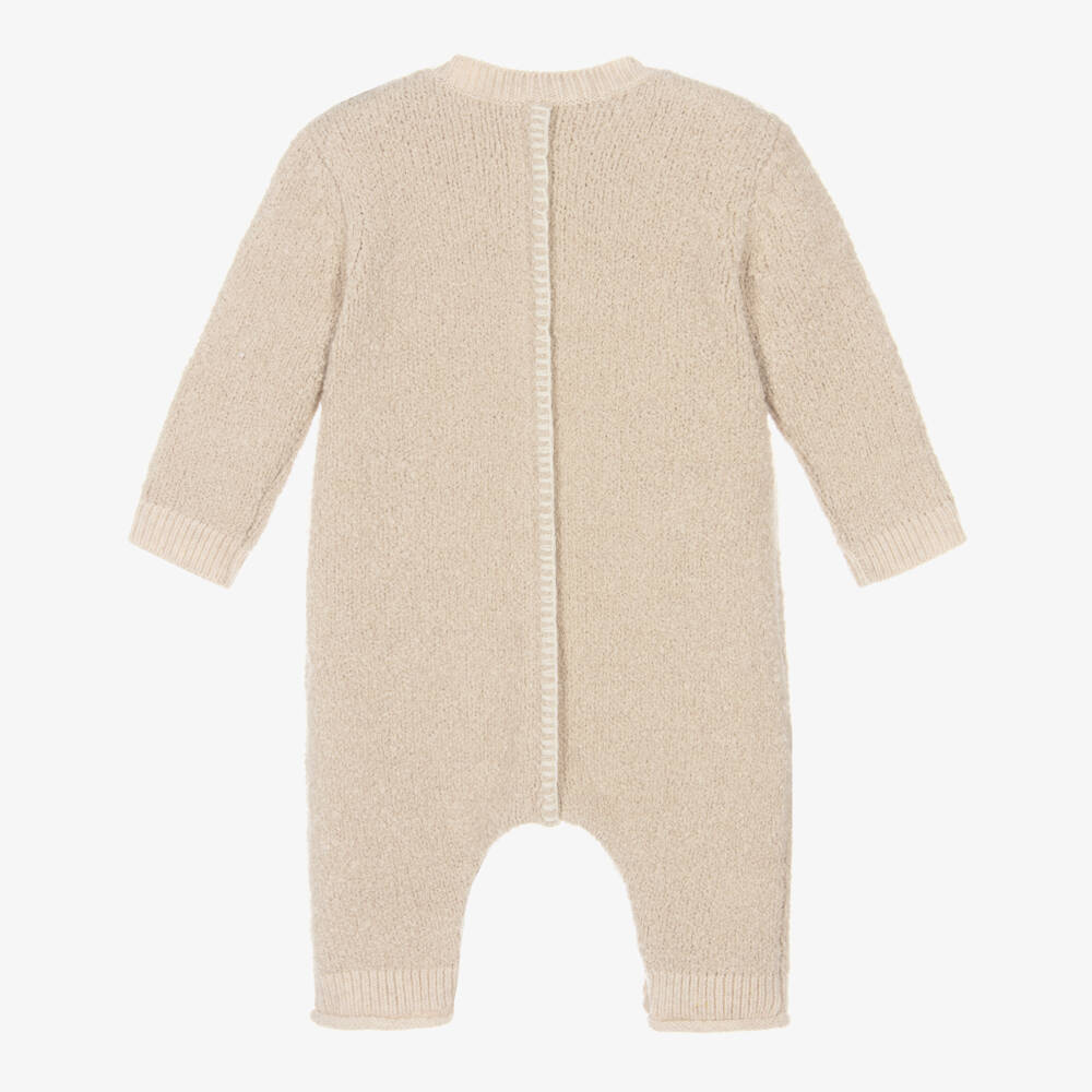 Burberry-Beige Cotton & Cashmere Knitted Romper | Childrensalon