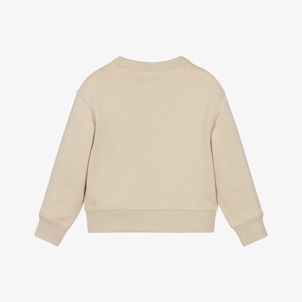 【関税・送料込み】BURBERRY BEIGE COTTON SWEATSHIRT Burberry - Beige Cotton Sweatshirt with Embroidered Check