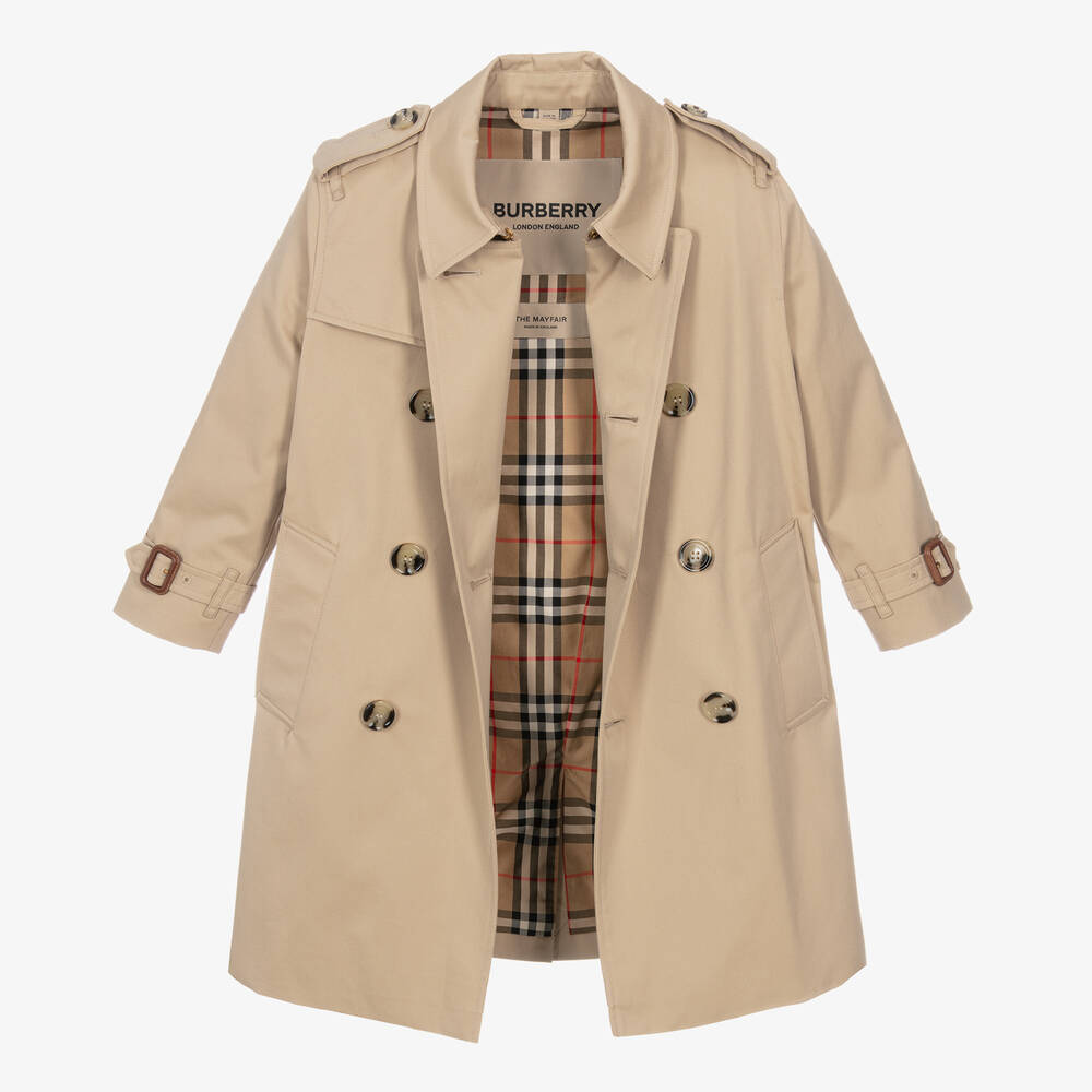 Burberry-Beige Mayfair Trench Coat | Childrensalon