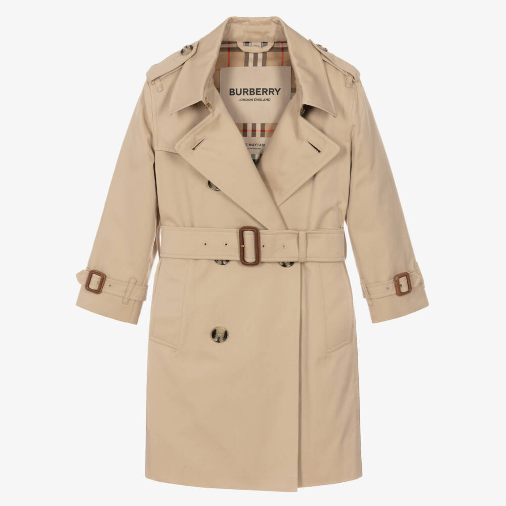 Burberry-Beige Mayfair Trench Coat | Childrensalon