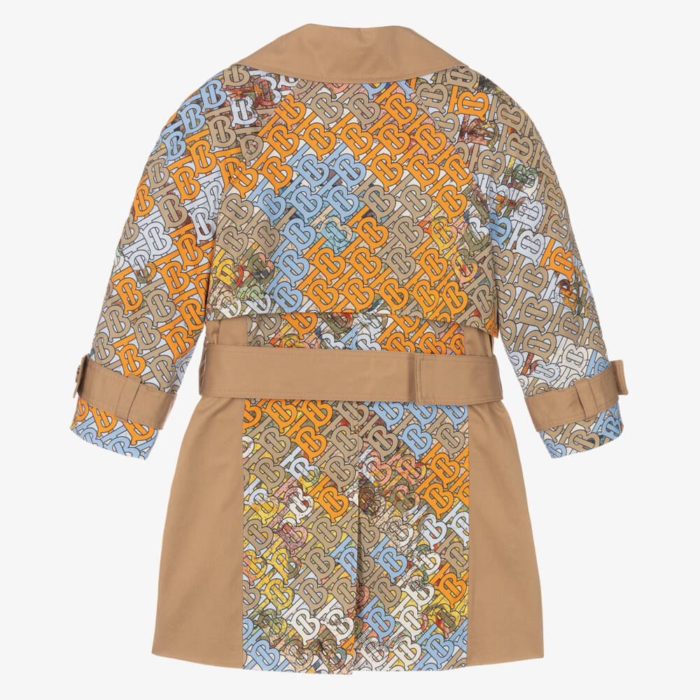 Burberry-Beige Monogram Trench Coat | Childrensalon