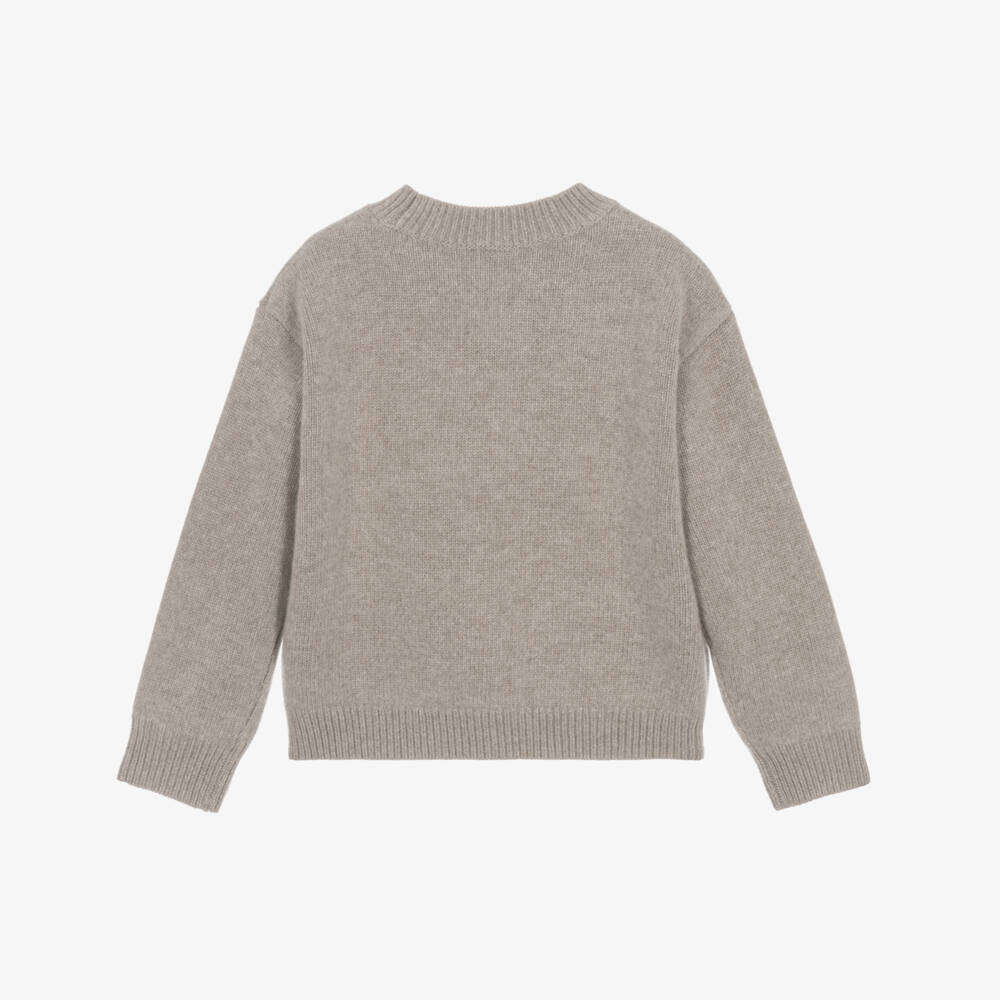 Burberry-Beige Wool & Cashmere Knit EKD Jumper | Childrensalon
