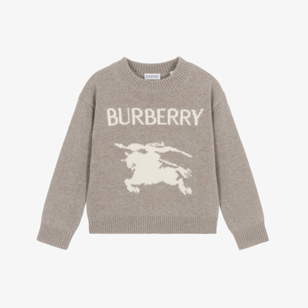 Burberry-Beige Wool & Cashmere Knit EKD Jumper | Childrensalon