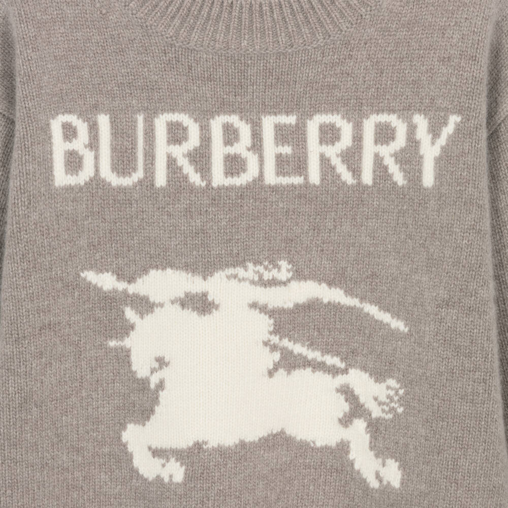 Burberry-Beige Wool & Cashmere Knit EKD Jumper | Childrensalon