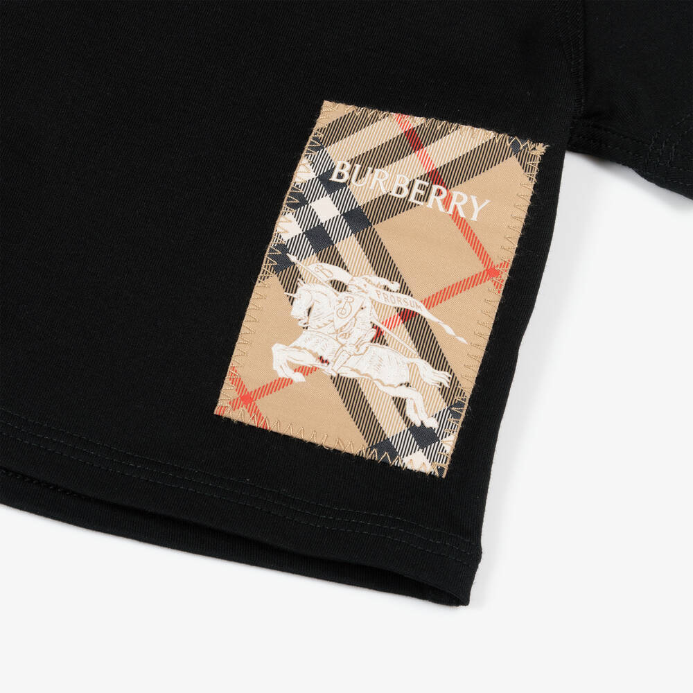 Burberry-تيشيرت قطن لون أسود للأطفال | Childrensalon