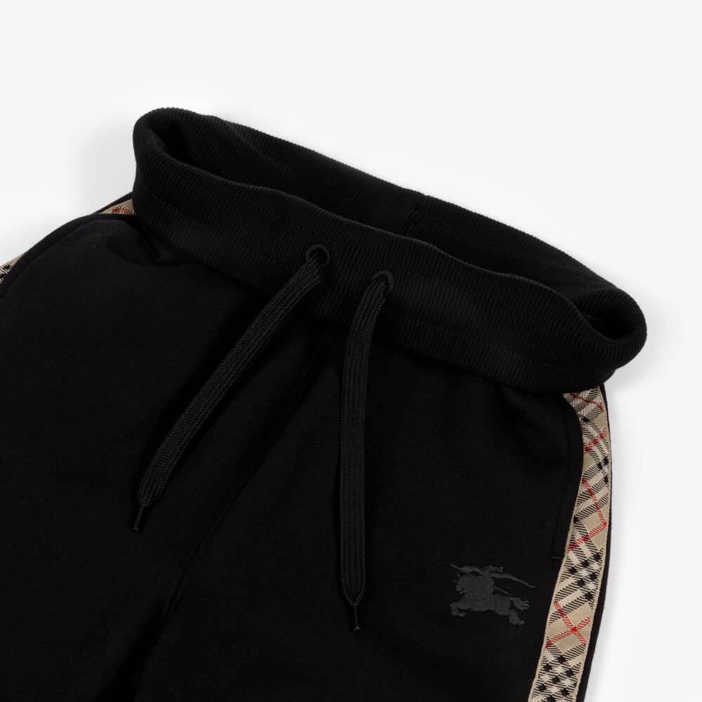 Burberry-بنطلون رياضي قطن بنقشة بربري لون أسود | Childrensalon
