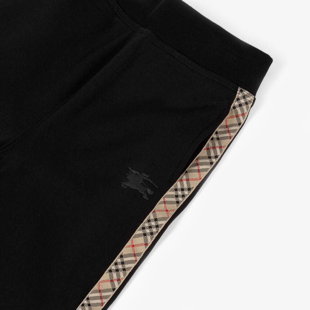 Burberry-بنطلون رياضي قطن بنقشة بربري لون أسود | Childrensalon