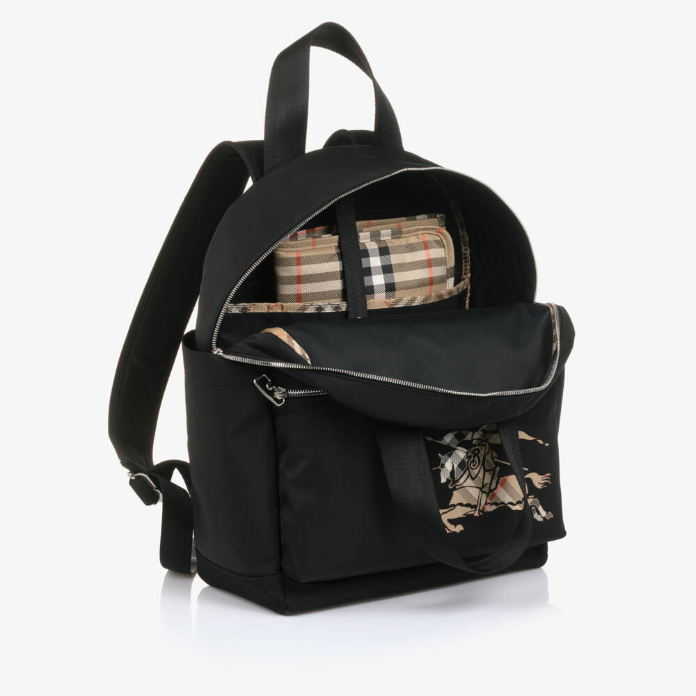 Burberry-Black EKD Logo Changing Backpack (40cm) | Childrensalon