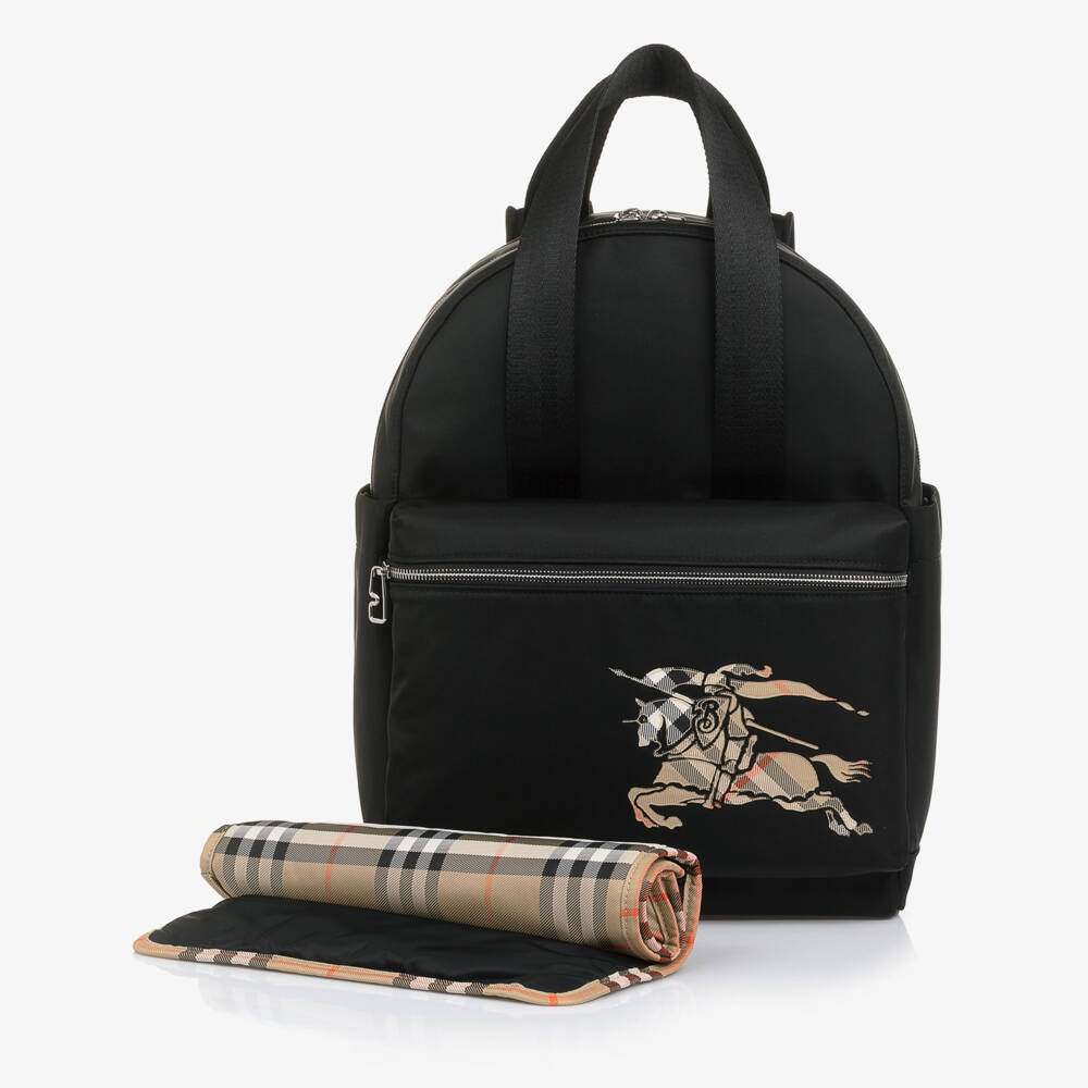 Burberry-Black EKD Logo Changing Backpack (40cm) | Childrensalon