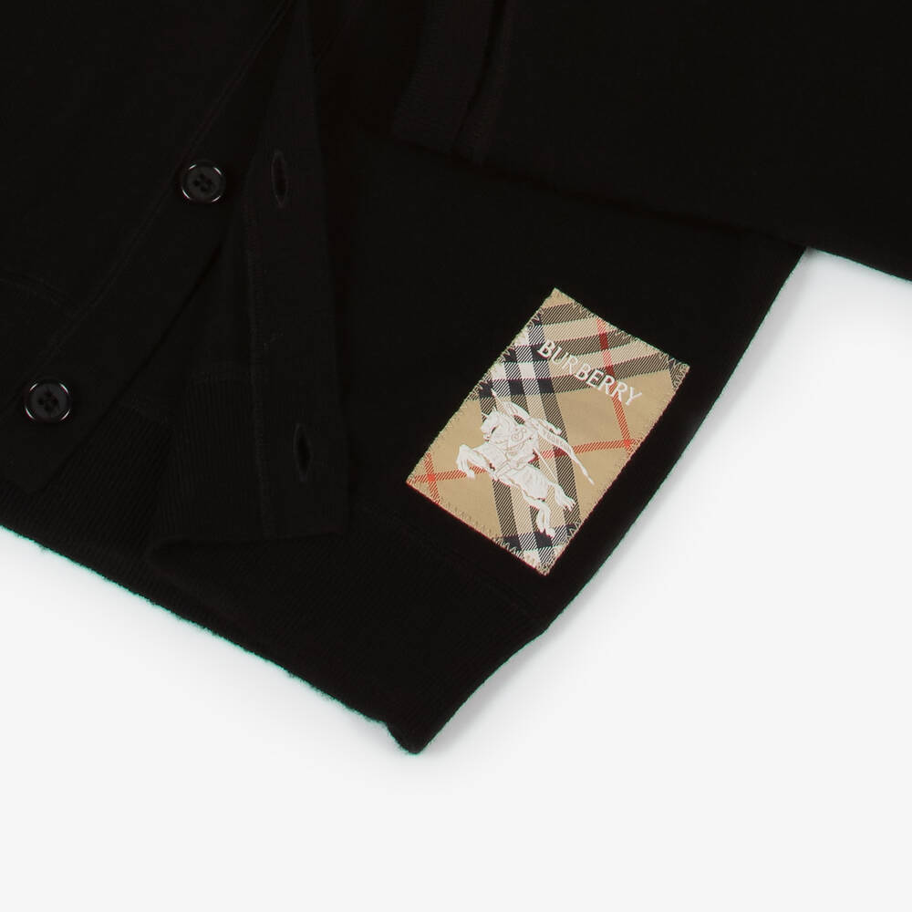 Burberry-Black EKD Wool Knit Cardigan | Childrensalon