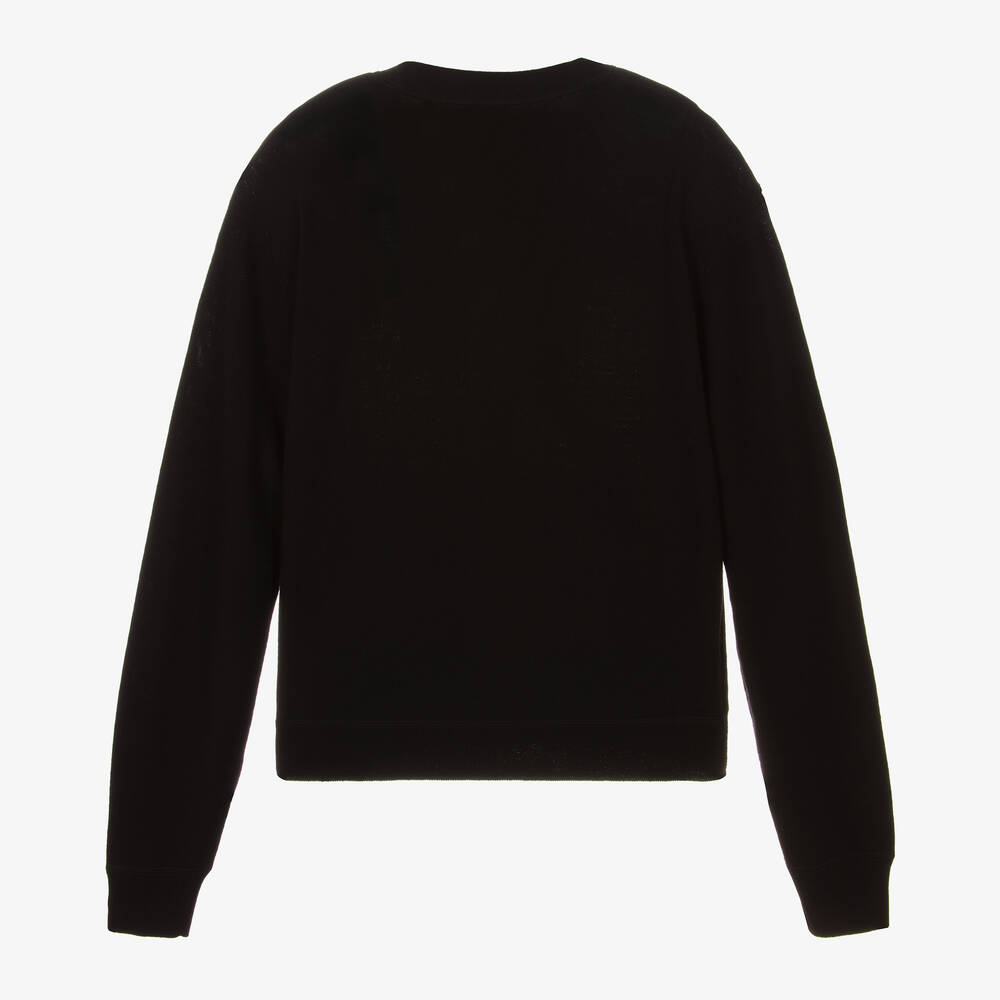 Burberry-Black EKD Wool Knit Cardigan | Childrensalon