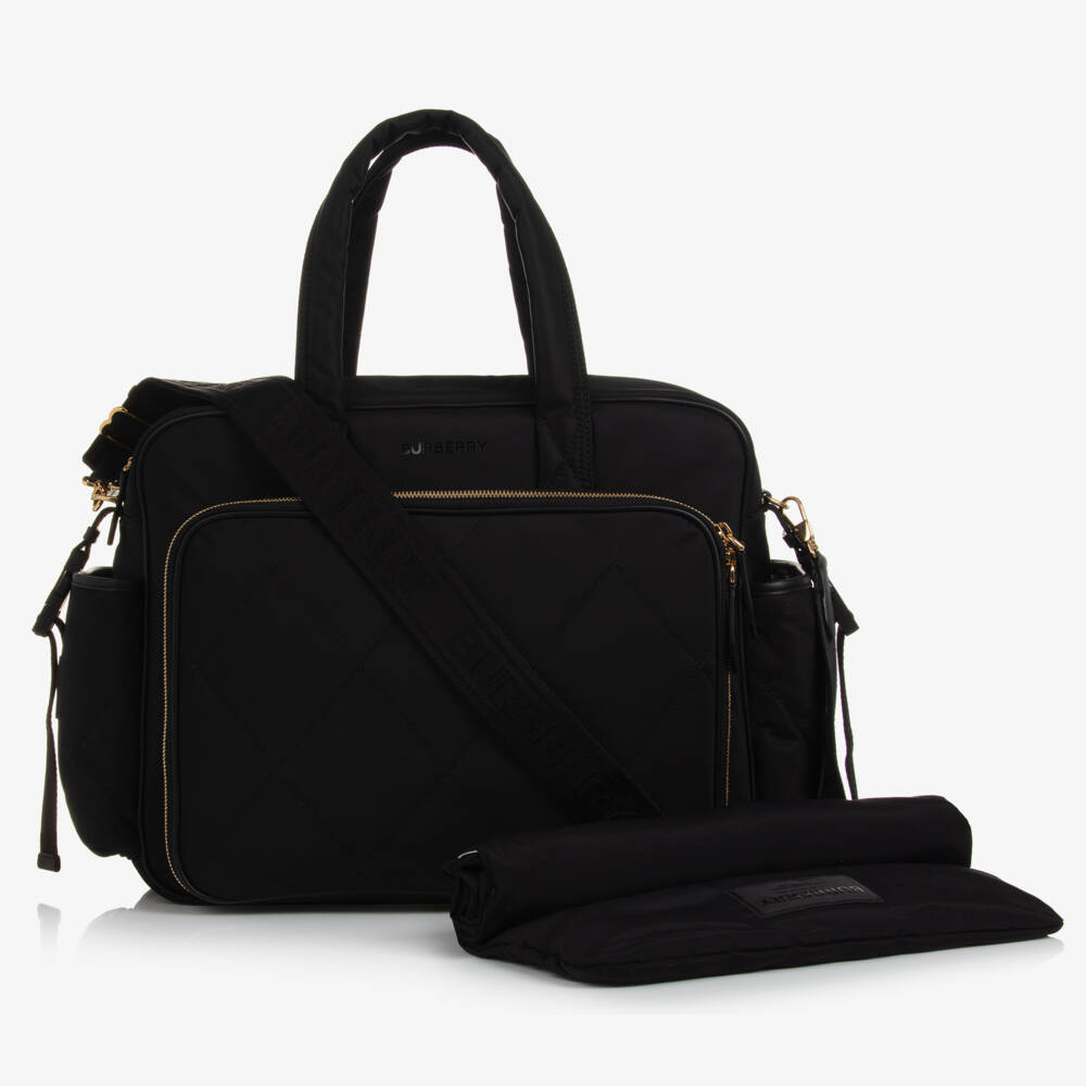Burberry-Black Quilted Baby Changing Bag | Childrensalon