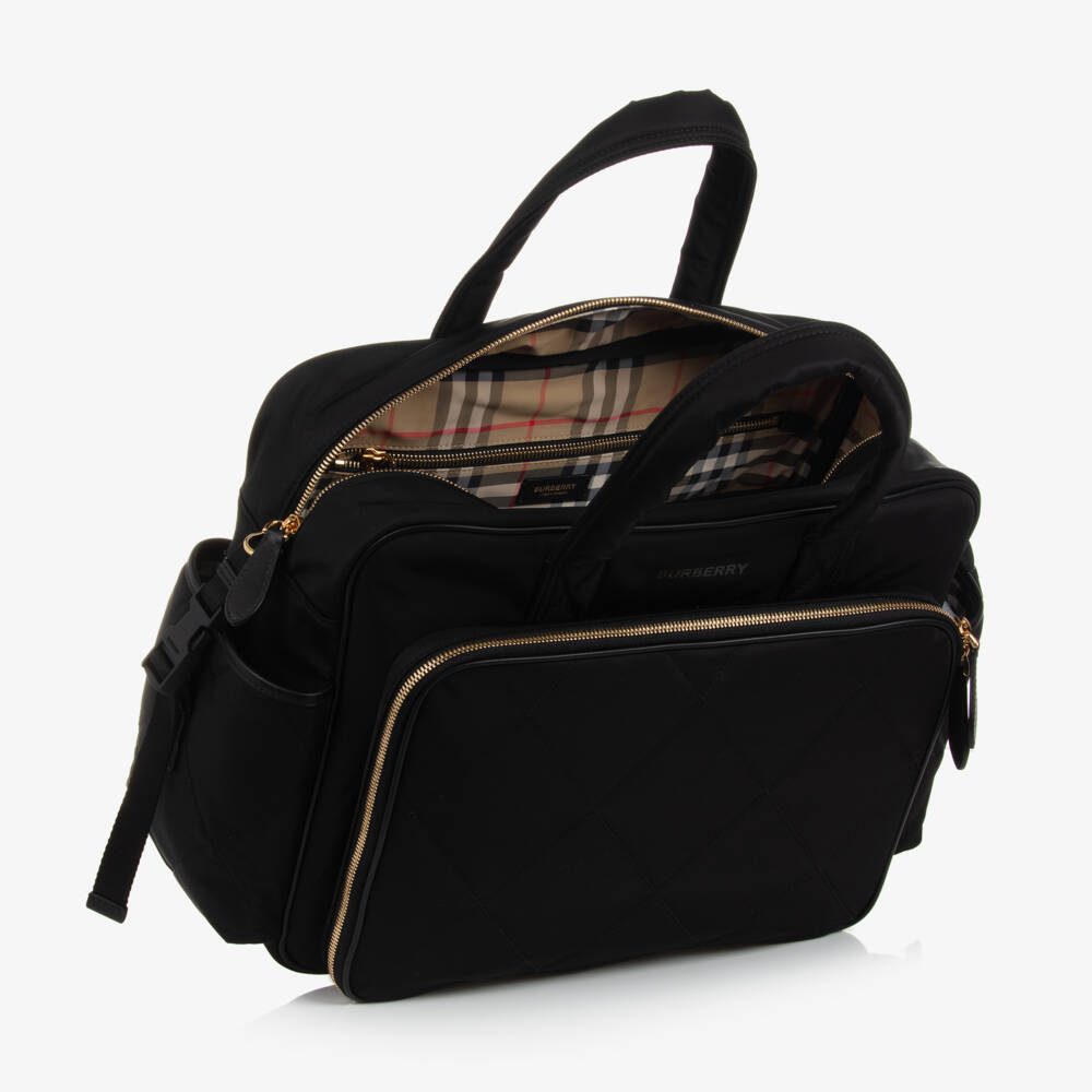Burberry-Black Quilted Baby Changing Bag | Childrensalon
