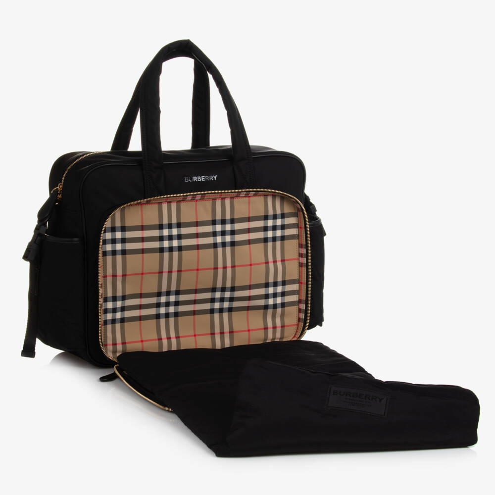 Burberry-Black Quilted Baby Changing Bag | Childrensalon