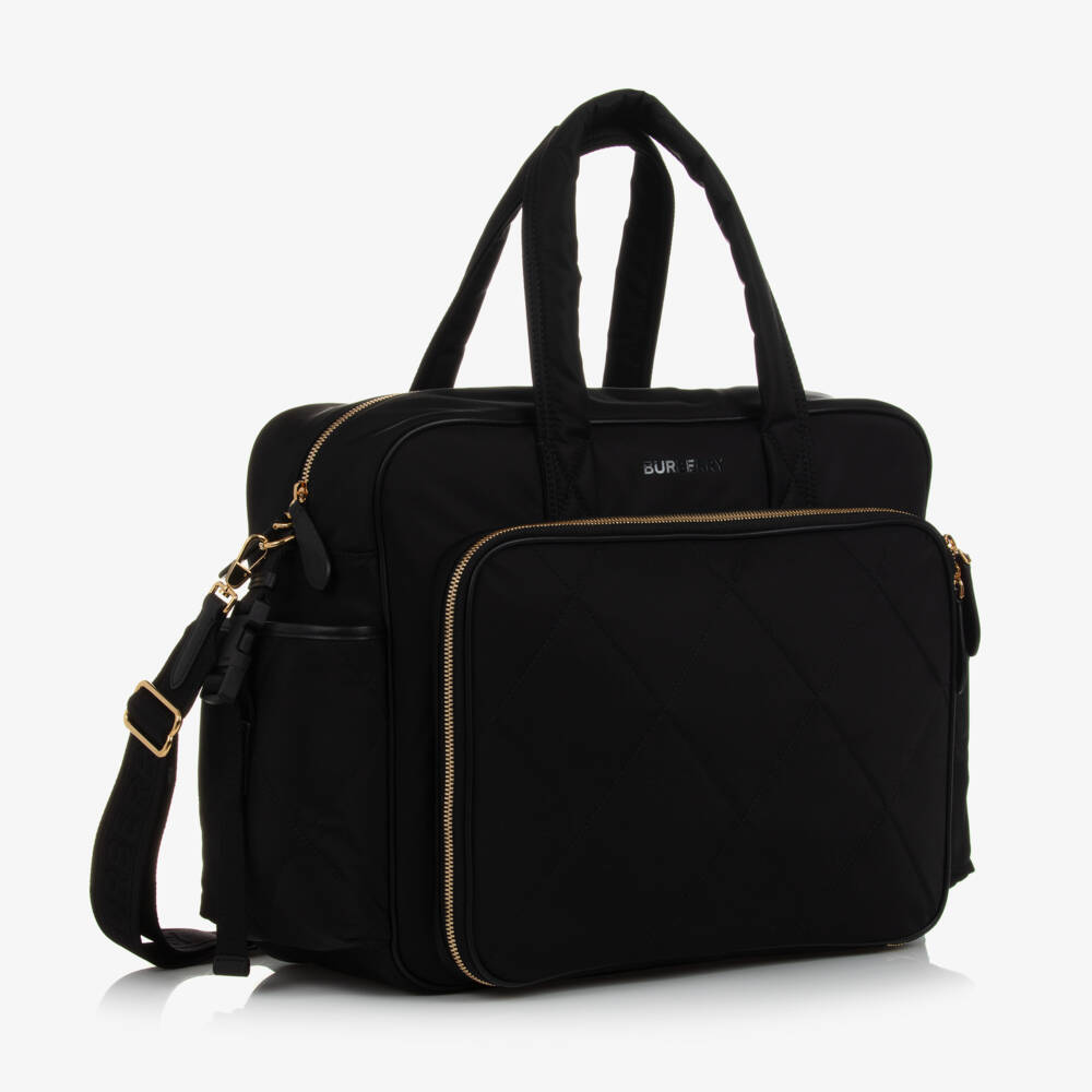 Burberry-Black Quilted Baby Changing Bag | Childrensalon