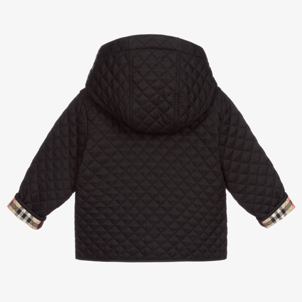 Burberry-Black Quilted Baby Jacket | Childrensalon