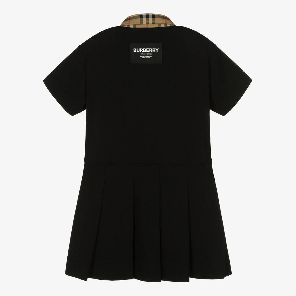 Burberry-Black Vintage Check Polo Dress | Childrensalon