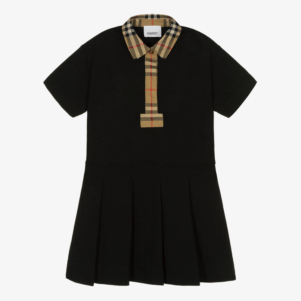 Burberry-Black Vintage Check Polo Dress | Childrensalon