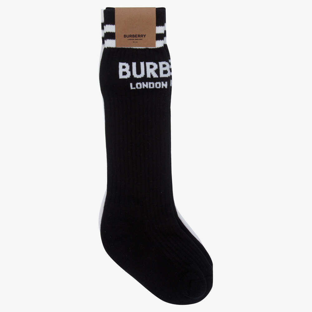 Burberry-Black & White Socks (2 Pack) | Childrensalon