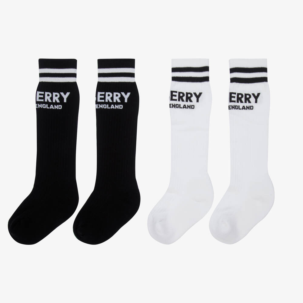 Burberry-Black & White Socks (2 Pack) | Childrensalon