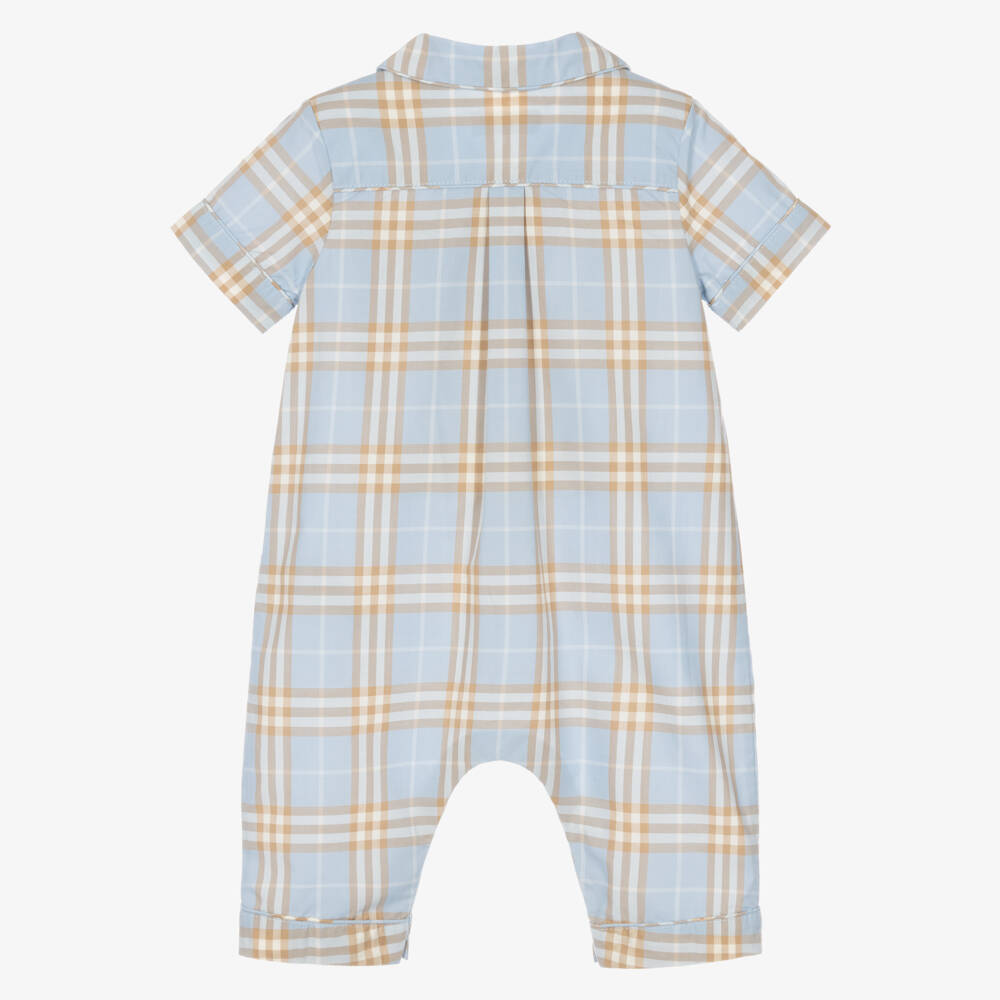 Burberry-Blue & Beige Check Cotton Shortie | Childrensalon