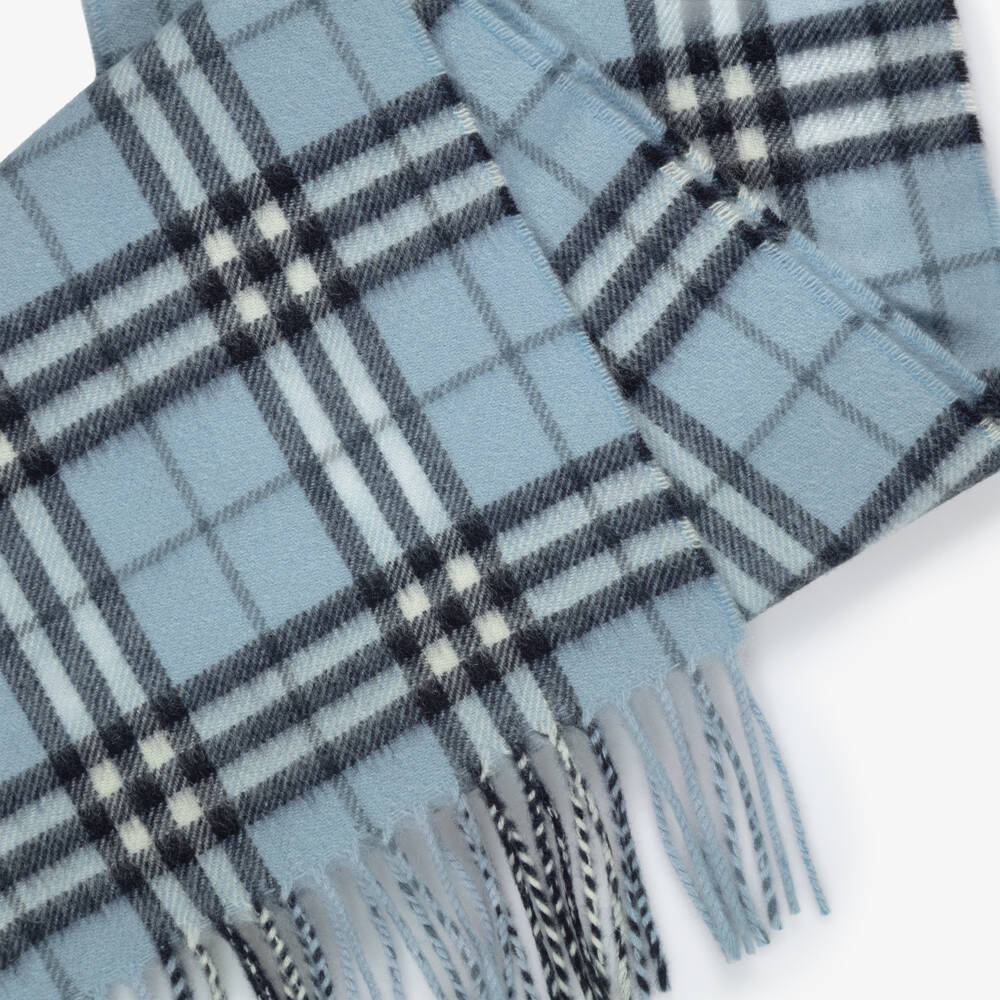 Burberry-Blue Check Cashmere Scarf (127cm) | Childrensalon