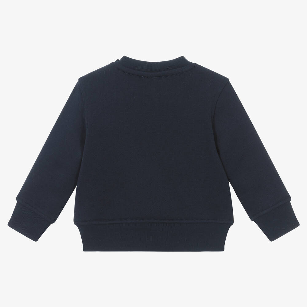 Burberry-Blue Cotton Crest Baby Sweatshirt | Childrensalon