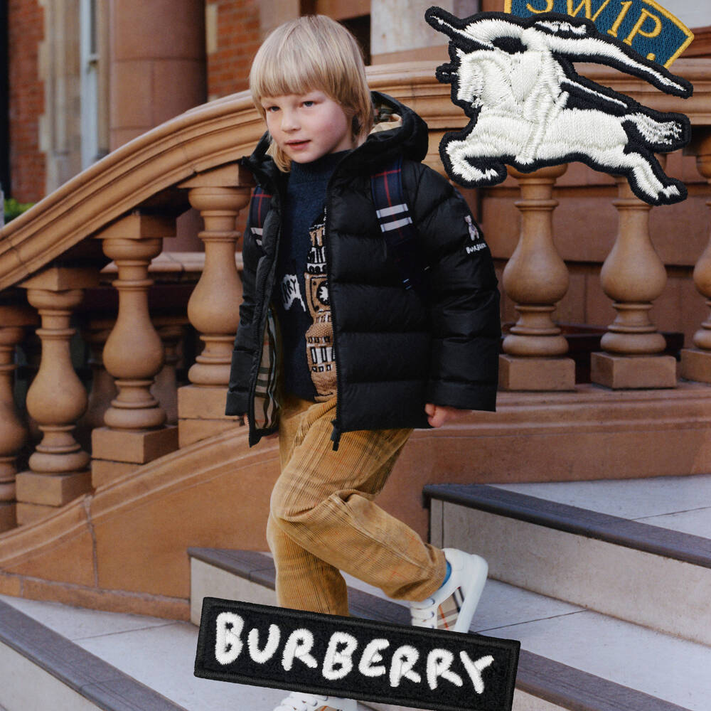Burberry-Boys Beige Check Cotton Corduroy Trousers | Childrensalon