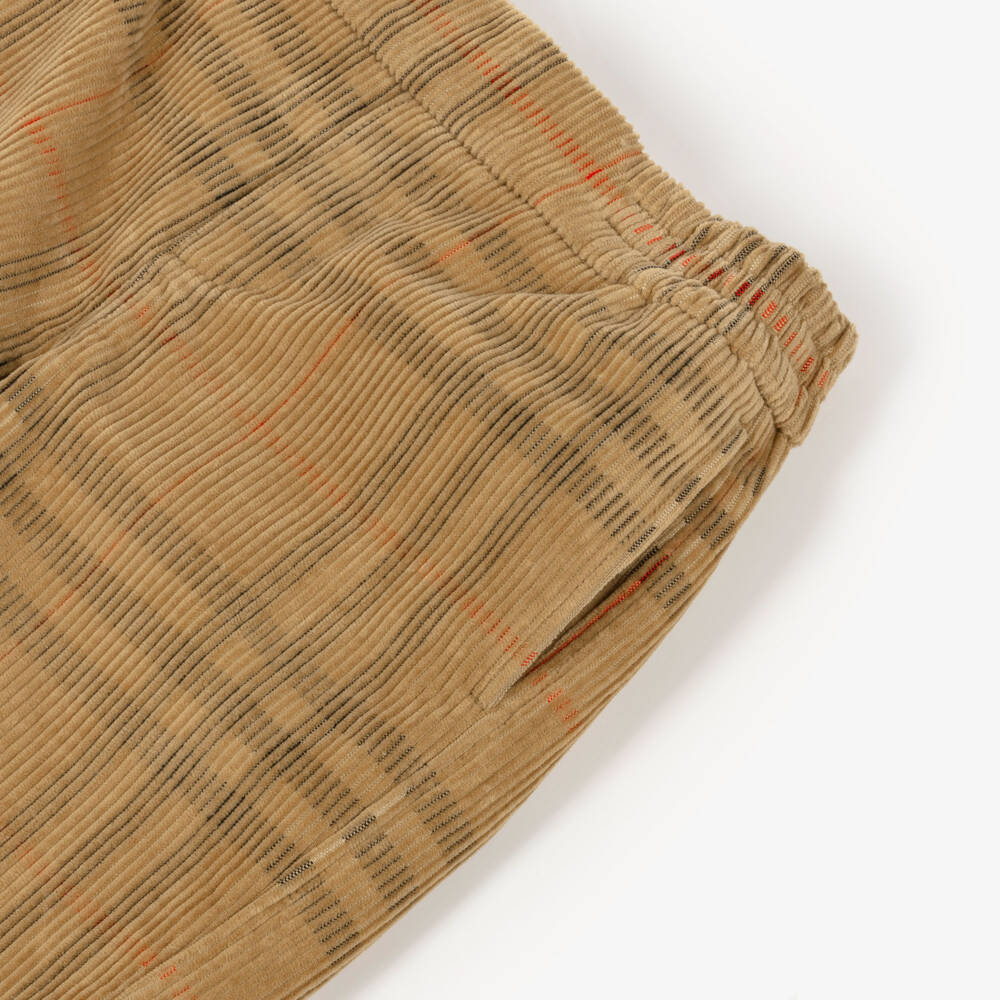 Burberry - Boys Beige Check Cotton Corduroy Trousers