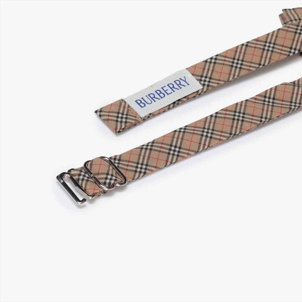 Burberry-Галстук-бабочка бежевый в клетку из хлопкового поплина для мальчиков | Childrensalon