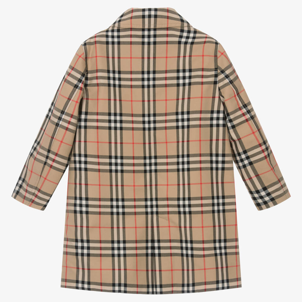 Burberry-Boys Beige Check Reversible Car Coat | Childrensalon