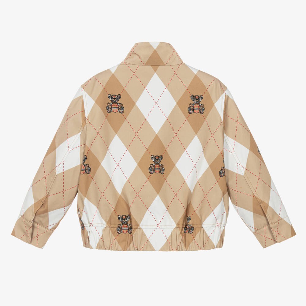 Burberry-Boys Beige Cotton Argyle Jacket | Childrensalon