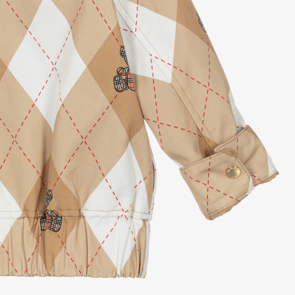 Burberry-Boys Beige Cotton Argyle Jacket | Childrensalon