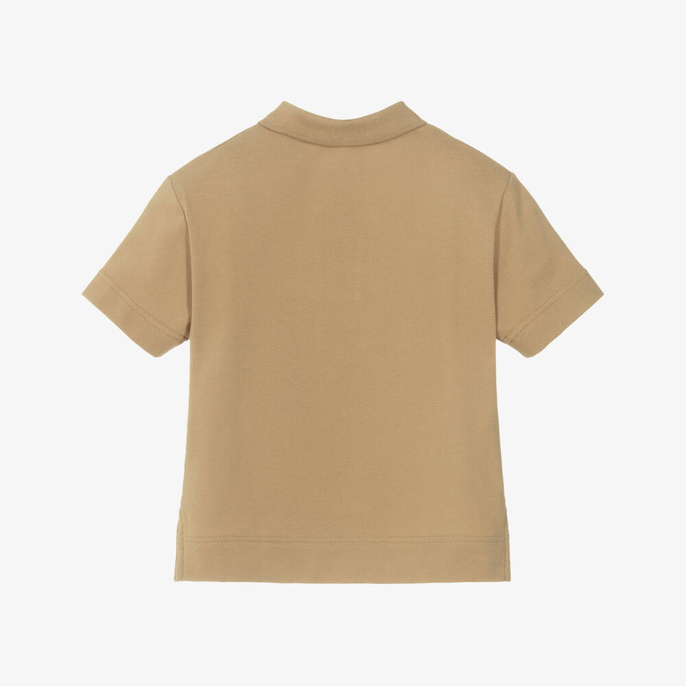 Burberry-Boys Beige Cotton Piqué Short Sleeved Polo Shirt | Childrensalon
