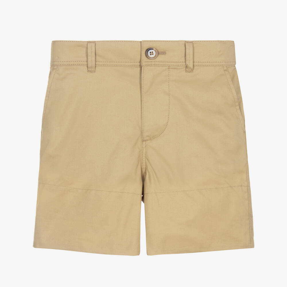 Burberry-Шорты бежевые хлопковые с отворотами в клетку для мальчиков | Childrensalon