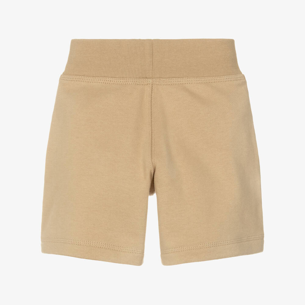 Burberry-Boys Beige Cotton Shorts with Check Trim & EKD Logo | Childrensalon