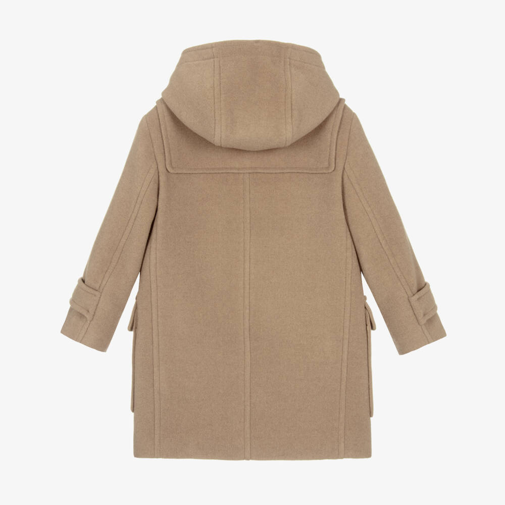 Burberry-Boys Beige Hooded Wool Coat | Childrensalon