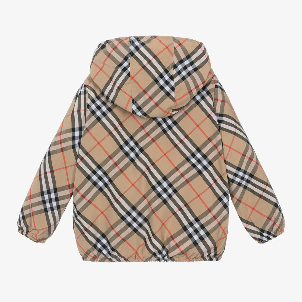 Burberry-Boys Beige Reversible Check Jacket | Childrensalon