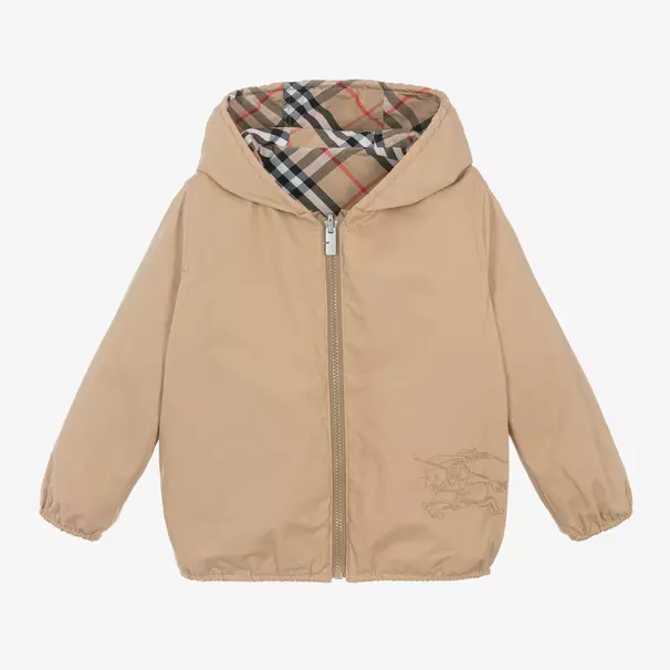 Burberry-Boys Beige Reversible Check Jacket | Childrensalon