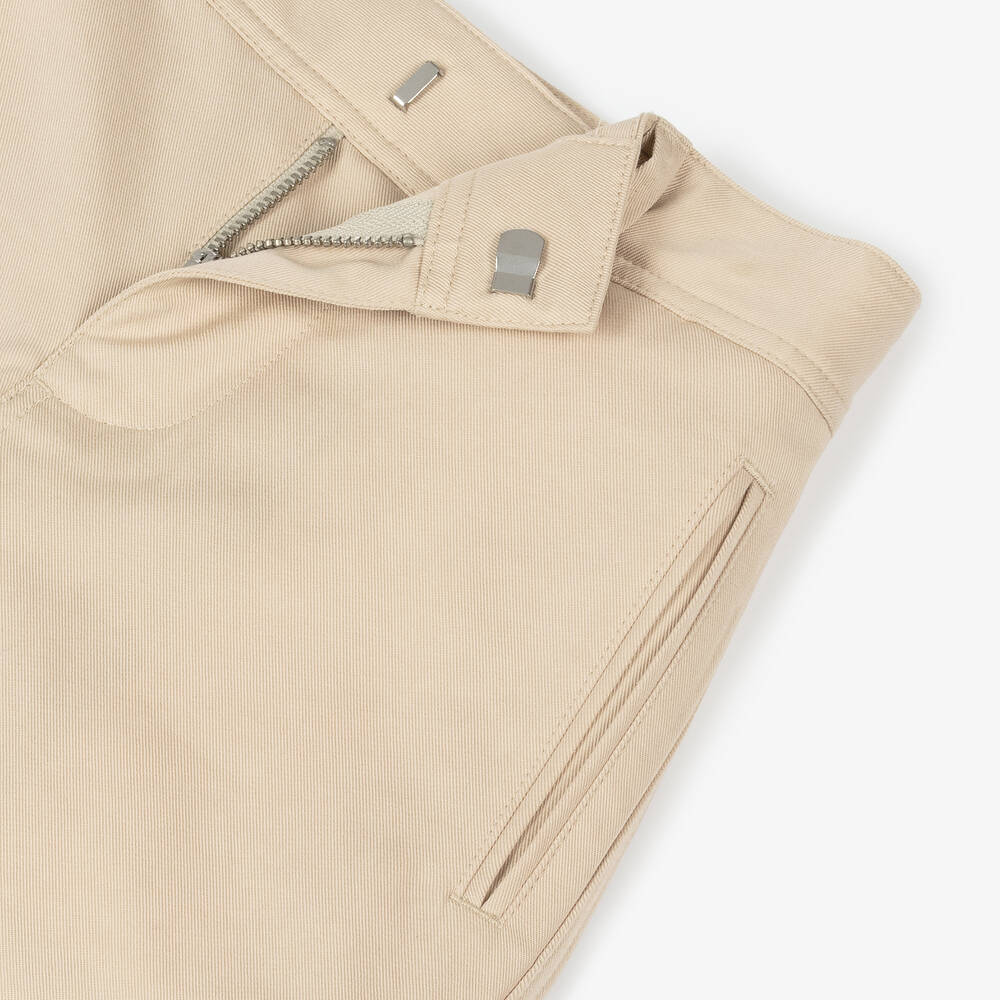 Burberry-Boys Beige Twill EKD Shorts | Childrensalon