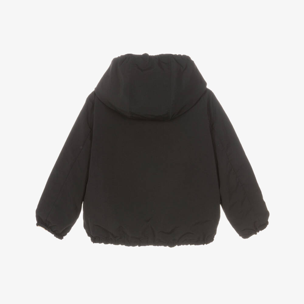 Burberry-Boys Black & Beige Check Reversible Jacket | Childrensalon