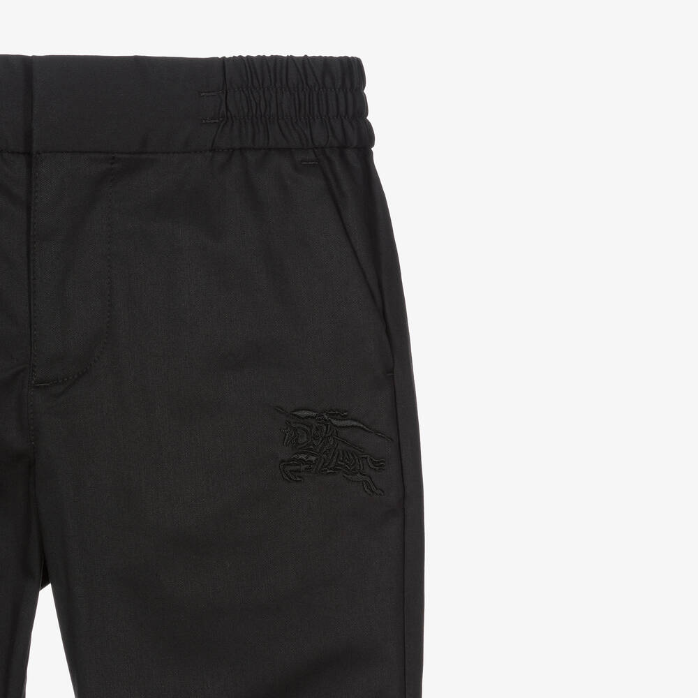 Burberry-بنطلون قطن تويل لون أسود للأولاد | Childrensalon