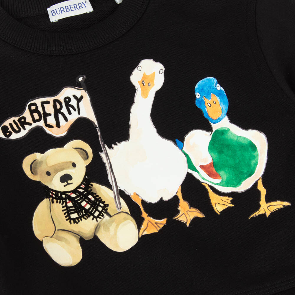 Burberry-Boys Black Cotton Thomas Bear & Friends Sweatshirt | Childrensalon