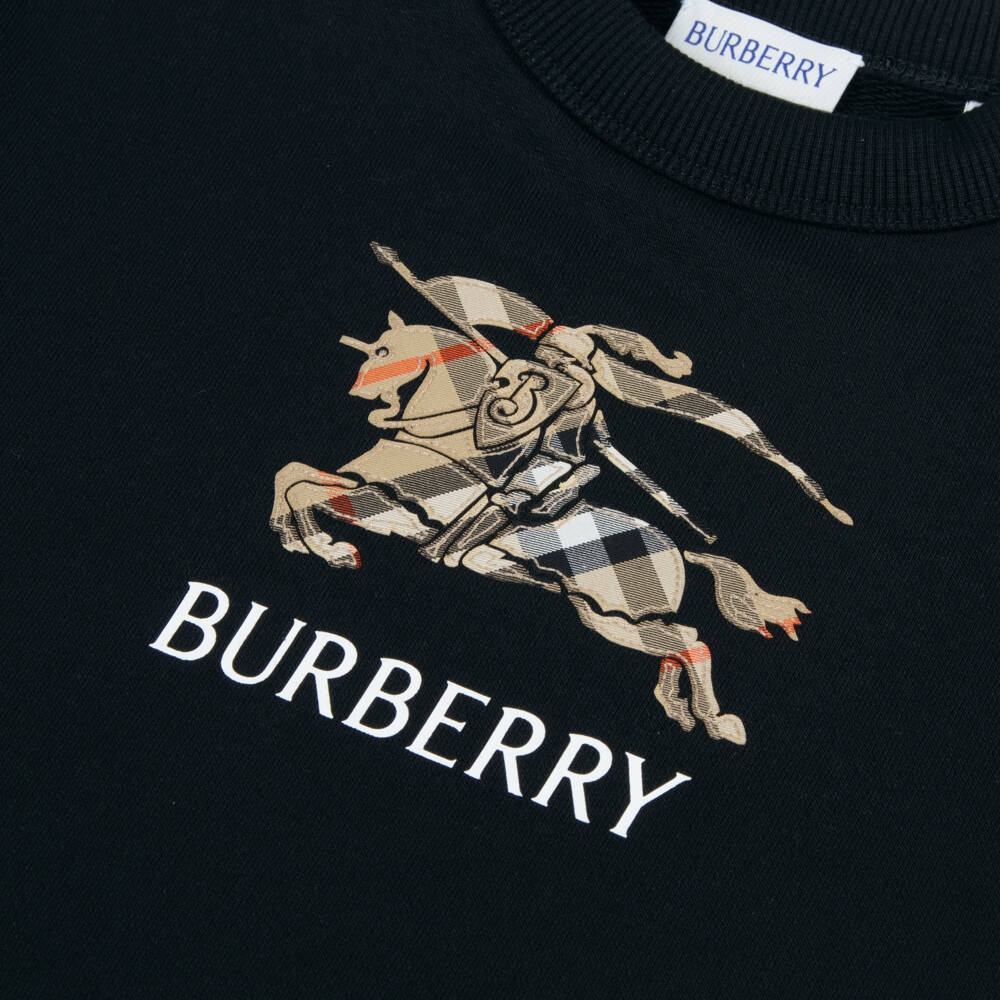Burberry-Boys Black EKD Cotton Sweatshirt | Childrensalon