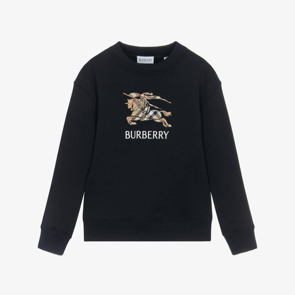 Burberry-Boys Black EKD Cotton Sweatshirt | Childrensalon