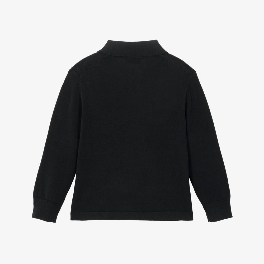 Burberry-Boys Black EKD Logo Polo Sweater | Childrensalon