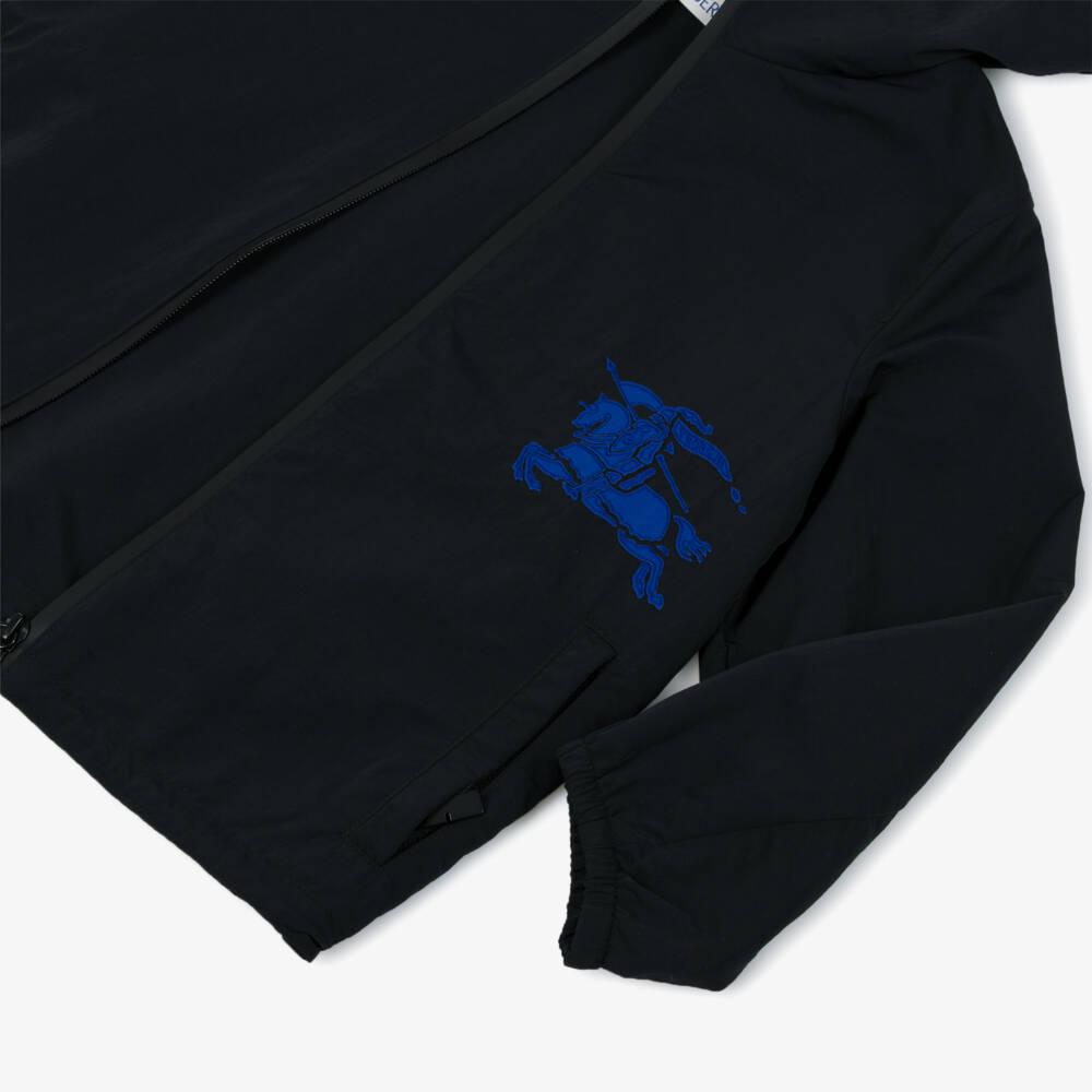 Burberry-Boys Black EKD Zip-Up Hooded Jacket | Childrensalon